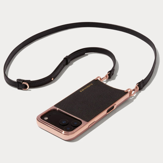 Rayna Chrome Crossbody Phone Case - Black/Chrome Rose Gold