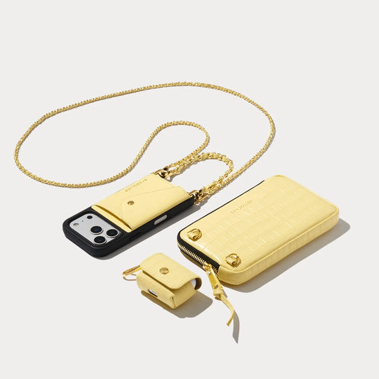 The Lily Essentials Set - Butter Yellow Croc/Gold