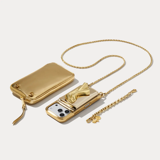 The Kaia Duet Pouch Set - Gold Patent/Gold