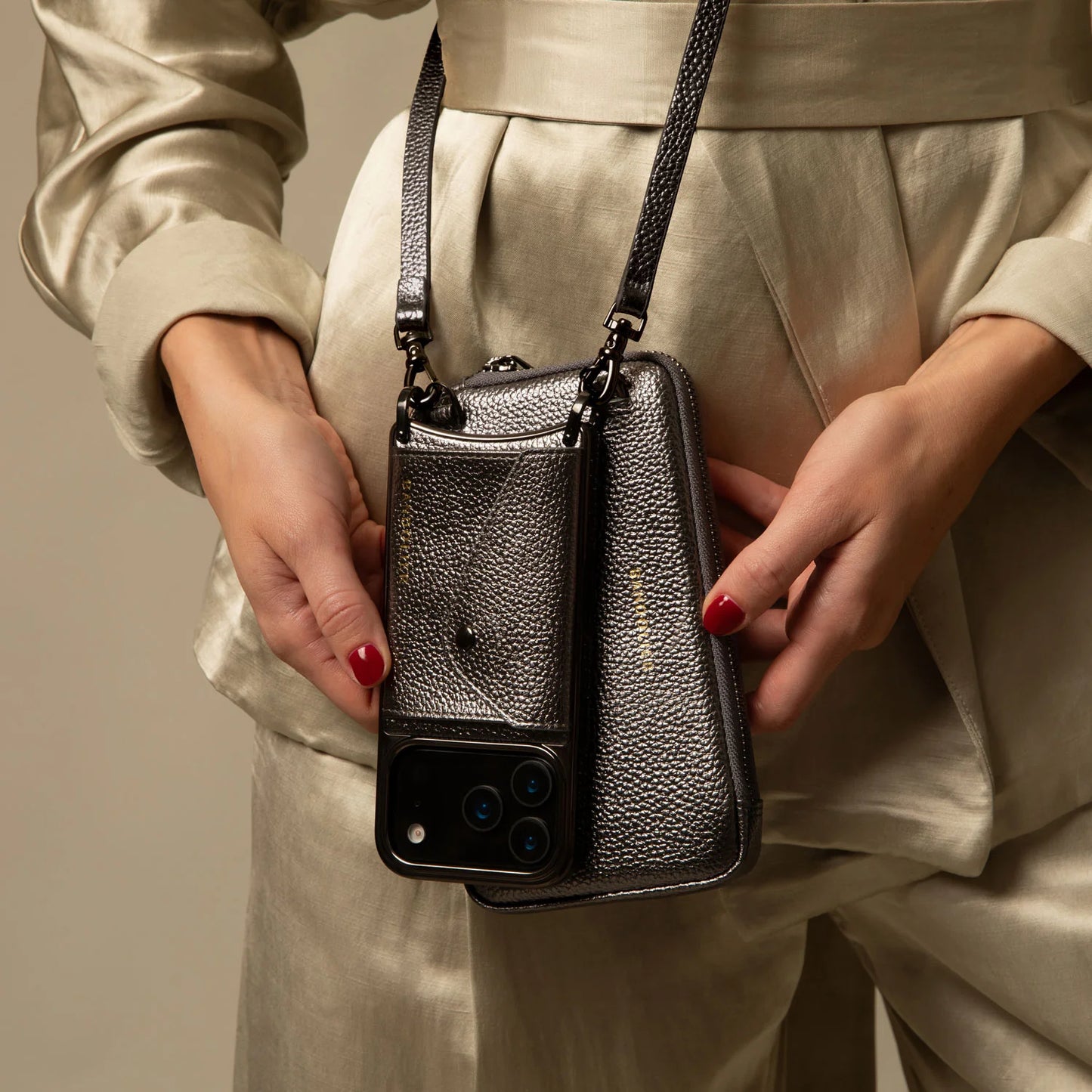 Donna Pouch Set - Metallic Pewter/Pewter