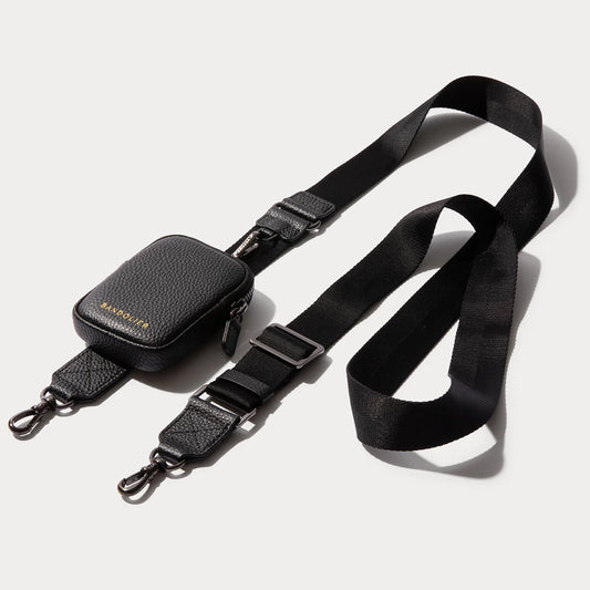 Bodie Crossbody Strap Only with Mini Zip Pouch - Black/Pewter
