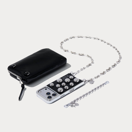 The Charlie Duet Pouch Set - Black Patent/Silver