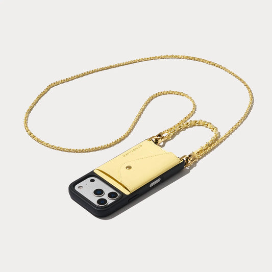 Lily Crossbody Phone Case Set - Butter Yellow Croc/Gold