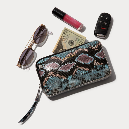 Expanded Zip Pouch - Prism Snake/Silver Chrome