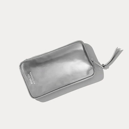 Kate Zipper Pouch - Silver Patent/Silver