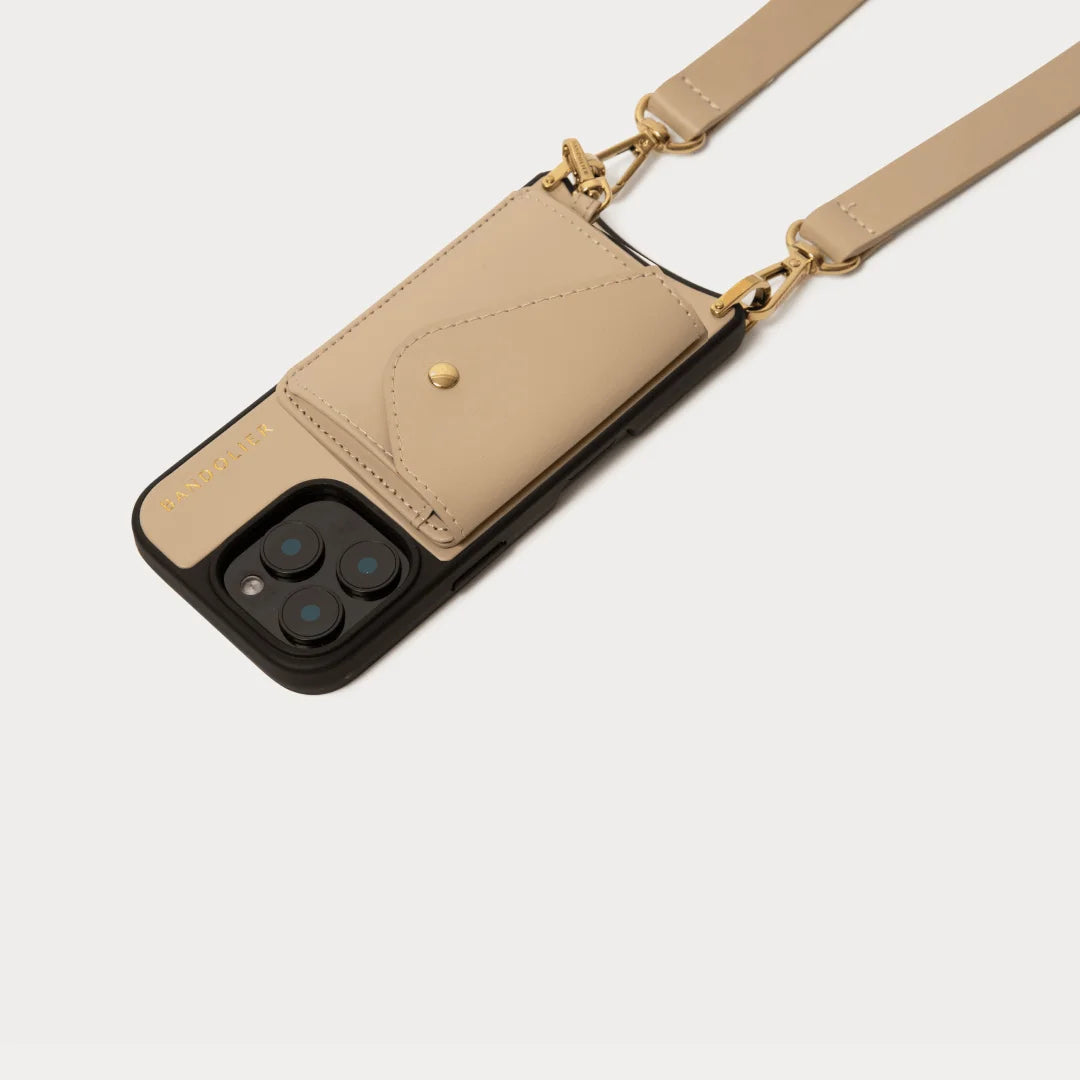 Remi Magnet Wallet Crossbody Phone Case - Beige/Gold