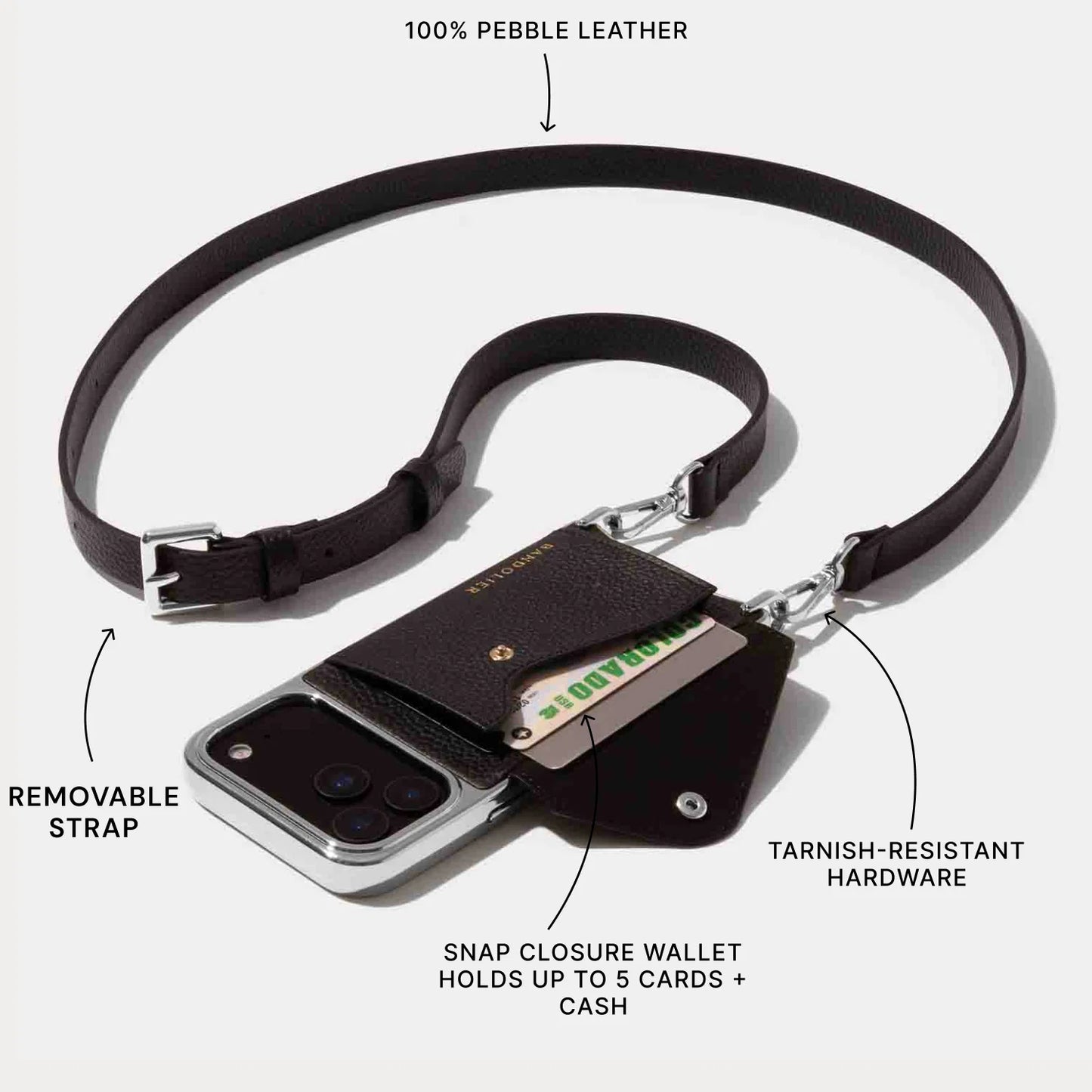 Hailey Pouch Set - Black/Chrome Silver