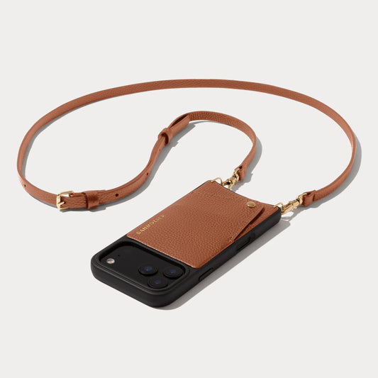 Emma Pebble Leather Crossbody Bandolier - Sienna/Gold