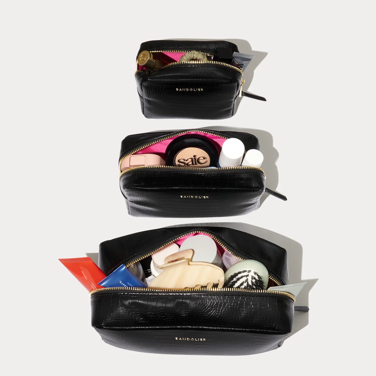 Toiletry Trio Nesting Bags - Black/Gold