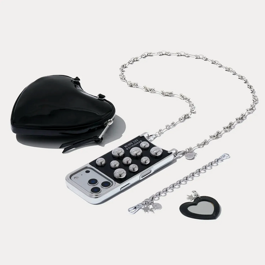 The Charlie Duet Heart Set - Black Patent/Silver