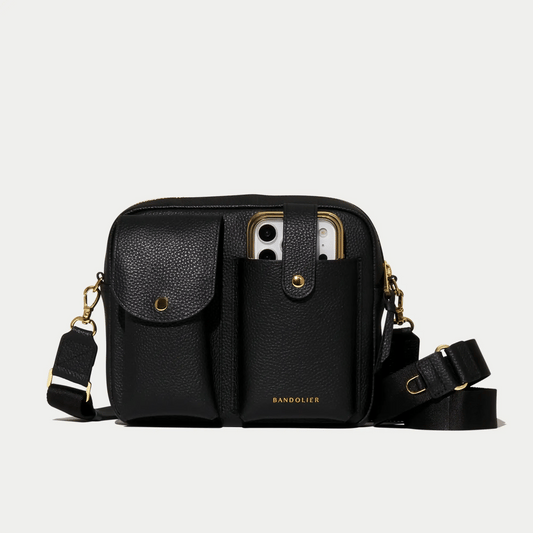 Dillon Dual Pocket Crossbody Bag - Black/Gold