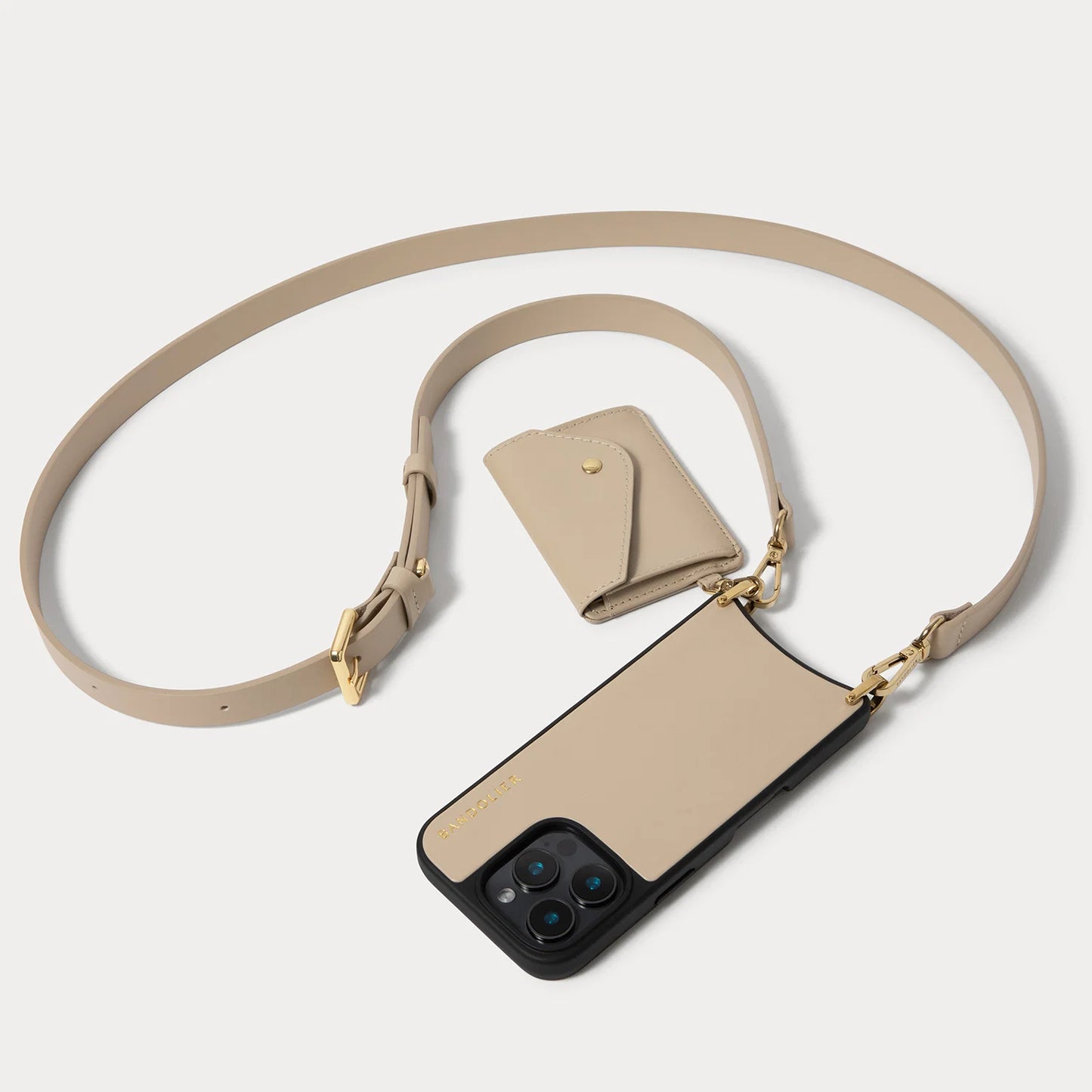 Remi Magnet Wallet Crossbody Phone Case - Beige/Gold