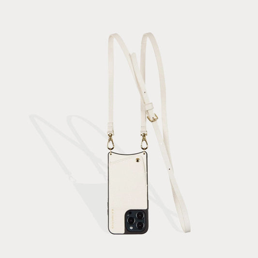Emma Pebble Leather Crossbody Bandolier - Ivory/Gold