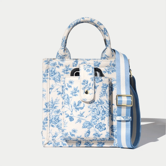 Small Dillon Book Tote - Chambray Toile/Gold