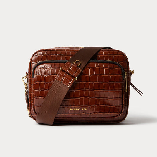 Drew Bag - Brown Croc/Gold