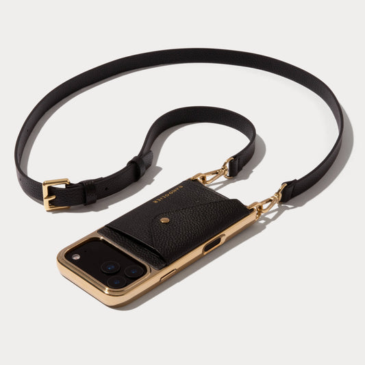 Hailey Chrome Crossbody Phone Case - Chrome Black/Gold