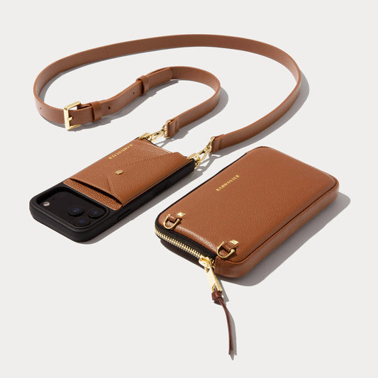 Hailey Pouch Set - Saddle Brown/Gold