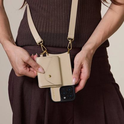 Remi Magnet Wallet Crossbody Phone Case - Beige/Gold