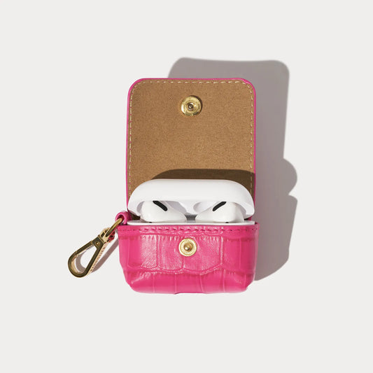 Avery AirPods Clip-On Pouch - Magenta Croc/Gold