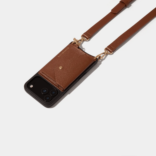 Remi Magnet Wallet Crossbody Phone Case - Cognac/Gold
