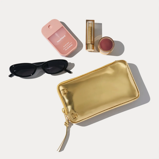 Kate Zipper Pouch - Gold Patent/Gold