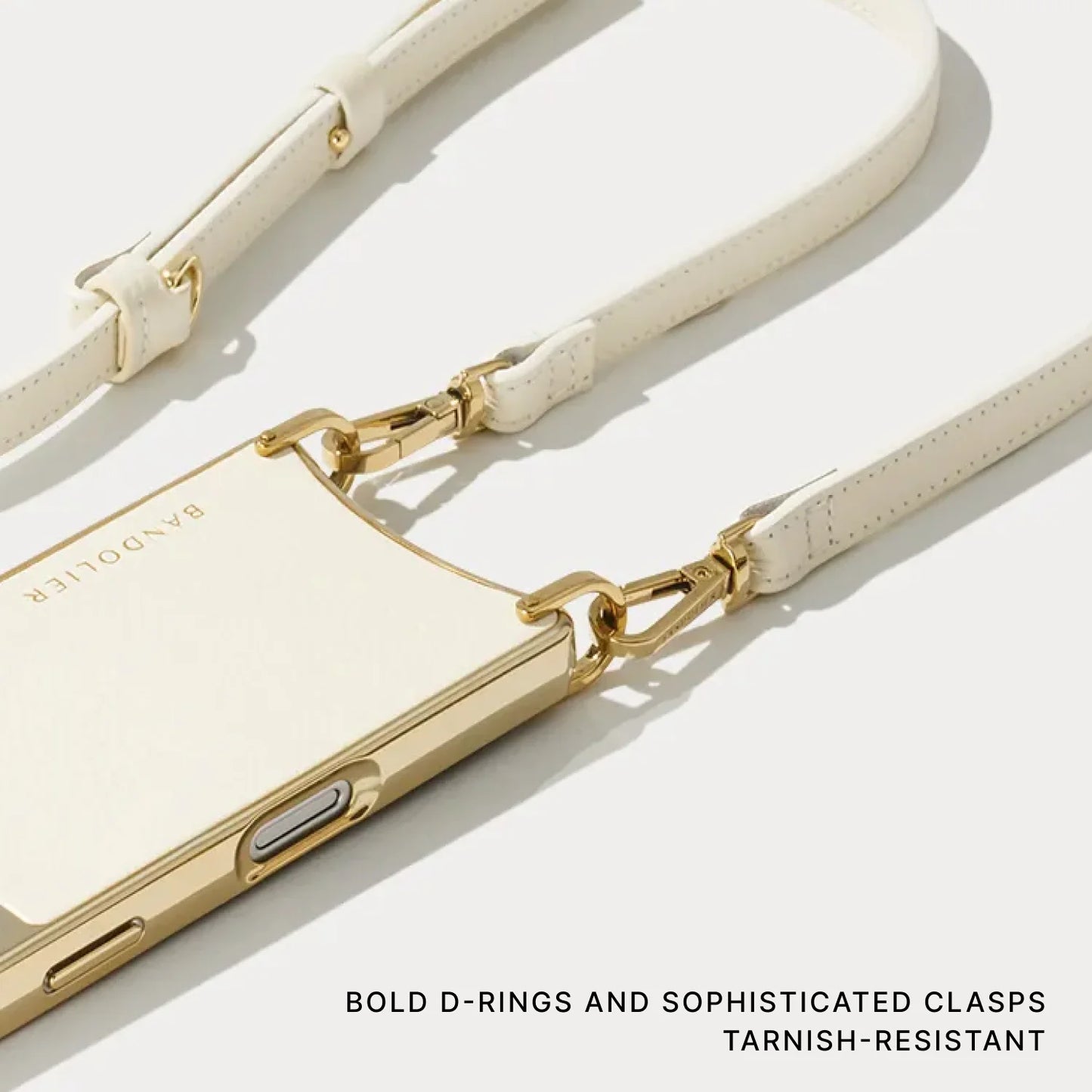 Remi Chrome Magnet Wallet Crossbody Phone Case - Ivory/Chrome Gold