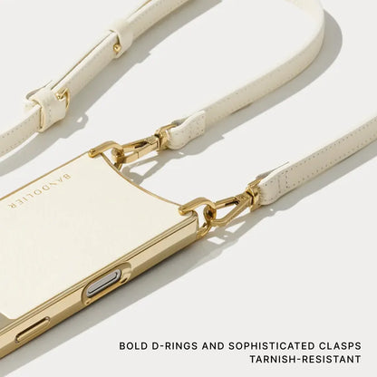 Remi Magnet Wallet Crossbody Phone Case Pouch Set - Ivory/Chrome Gold