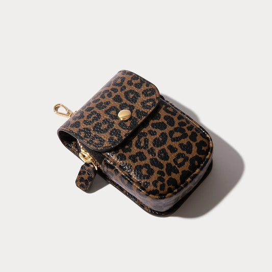 Remi Magnetic Zipper Pouch - Dark Leopard/Gold