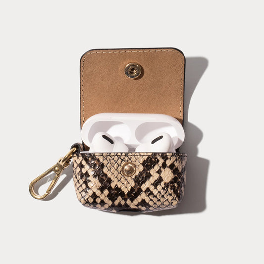Avery AirPods Clip-On Pouch - Grey Snake/Gold