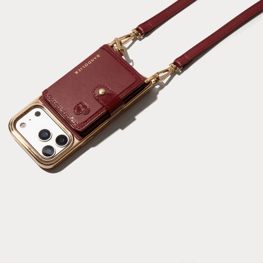 Ivy Magnet Wallet Crossbody Phone Case - Cranberry/Gold