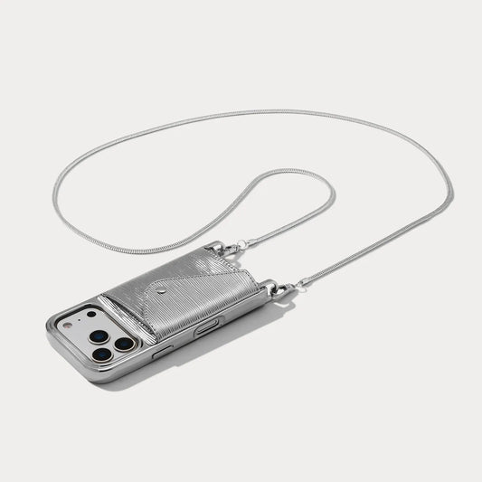 Gia Chrome Crossbody Phone Case - Silver Wave/Chrome Silver