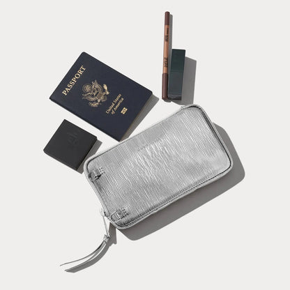 Gia Chrome Pouch Set - Silver Wave/Silver