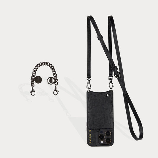 Emma + Charm Wristlet Set - Black/Pewter