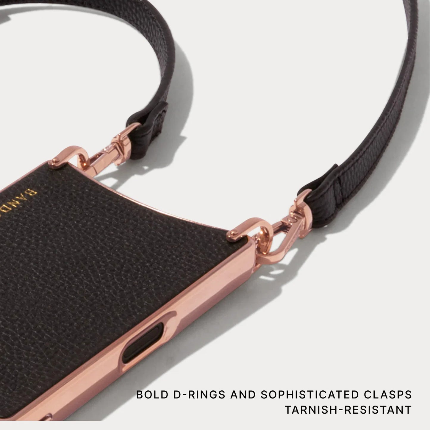 Remi Chrome Magnet Wallet Crossbody Phone Case - Black Chrome/Rose Gold