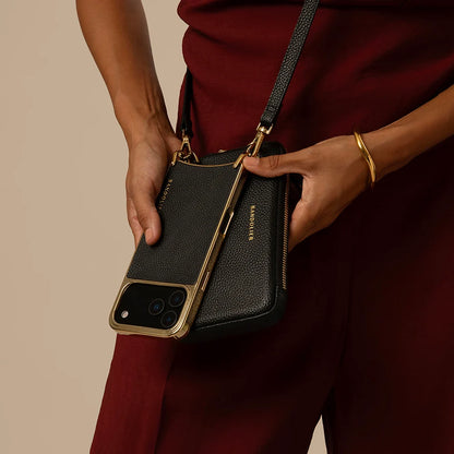 Rayna Chrome Pouch Set - Black/Gold