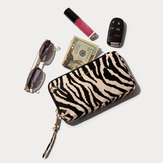 Expanded Zip Pouch - Zebra/Gold