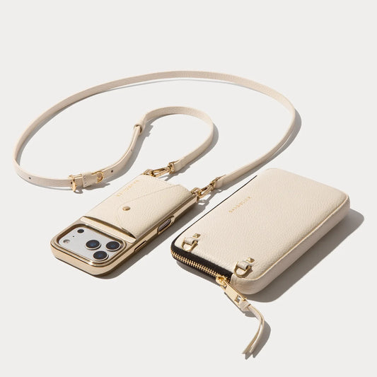 Donna Pouch Set - Ivory/Chrome Gold