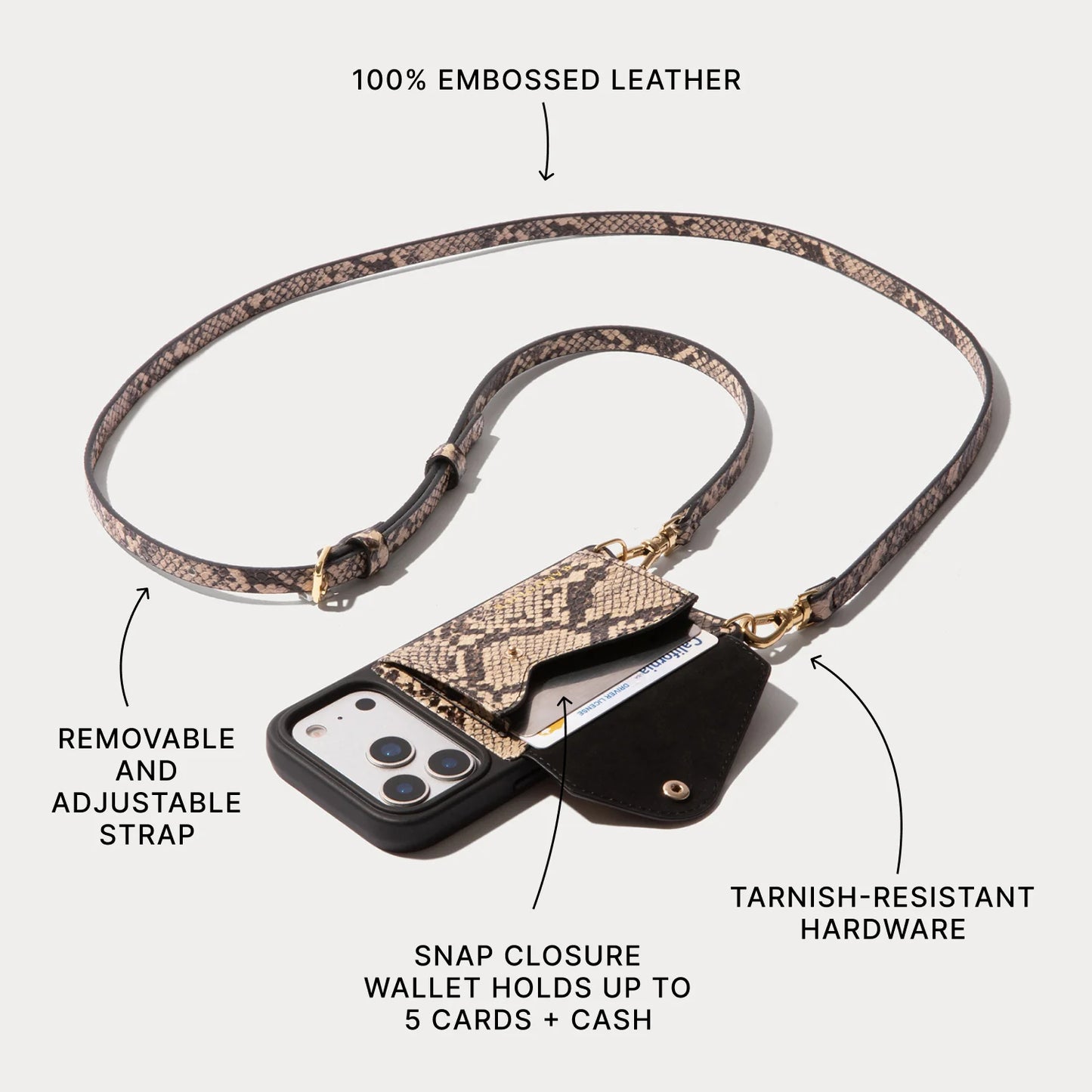 Donna Pouch Set - Grey Snake/Gold
