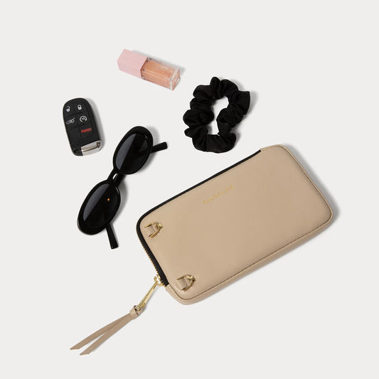 Expanded Zip Pouch - Beige/Gold
