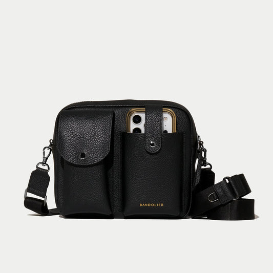 Dillon Dual Pocket Crossbody Bag - Black/Pewter