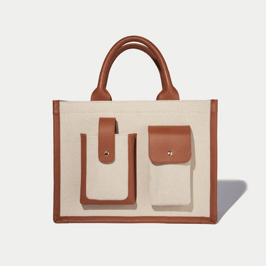 Dillon Book Tote - Cream Sienna/Gold