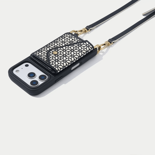 Mira Magnet Wallet Crossbody Phone Case - Black Ivory/Gold