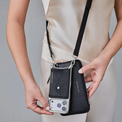 Hailey Pouch Set - Black/Chrome Silver