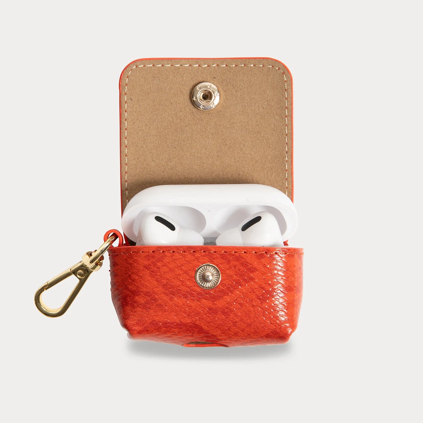 Avery AirPods Clip-On Pouch - Orange Snake/Gold