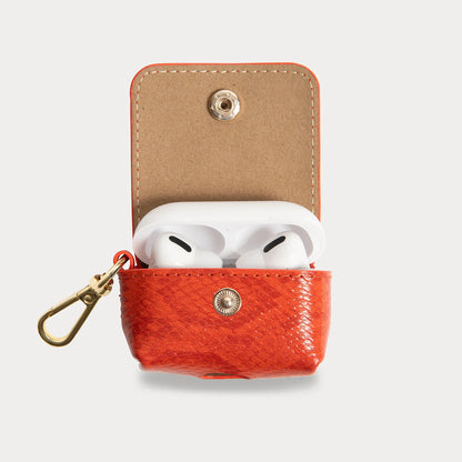 Avery AirPods Clip-On Pouch - Orange Snake/Gold