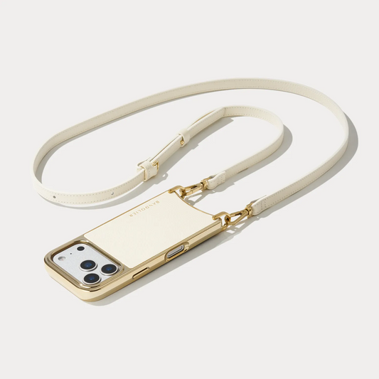 Rayna Chrome Crossbody Phone Case - Ivory/Chrome Gold