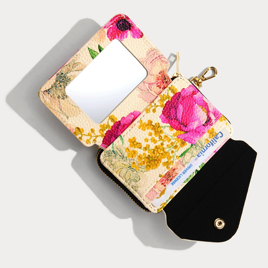 Add-On Mirror Magnet Wallet - Ceci Ivory Floral/Gold