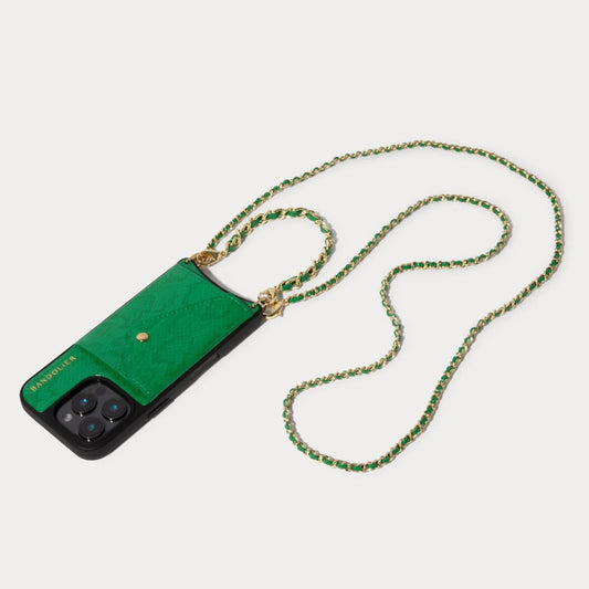 Lily Crossbody iPhone Case Set - Green Snake/Gold