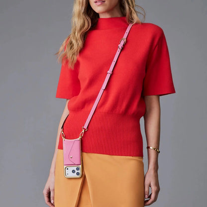 Donna Chrome Crossbody Phone Case - Flamingo Pink/Gold