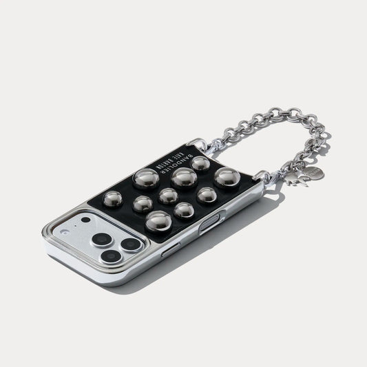 Charlie Wristlet Phone Case -  Black Patent/Silver